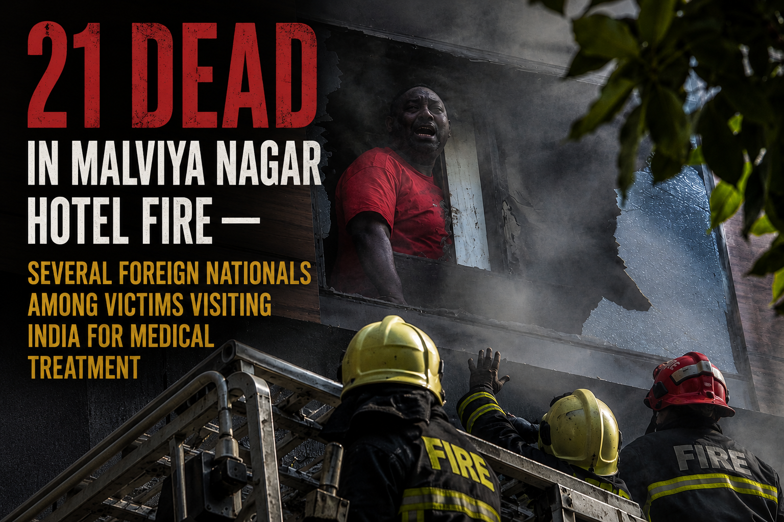 21 Dead in Malviya Nagar Hotel Fire — Several Foreign Nationals Among Victims Visiting India for Medical Treatment